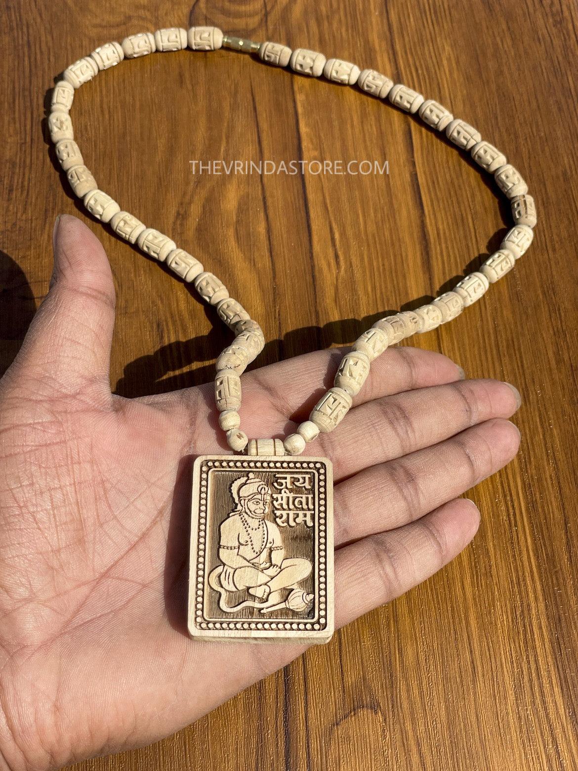 Hanuman Ji Locket & Ram Name Beads Original Tulsi Mala